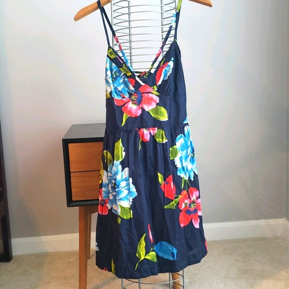 Hollister Dresses & Skirts - Summer Dress spaghetti strap navy blue with beautiful flowers